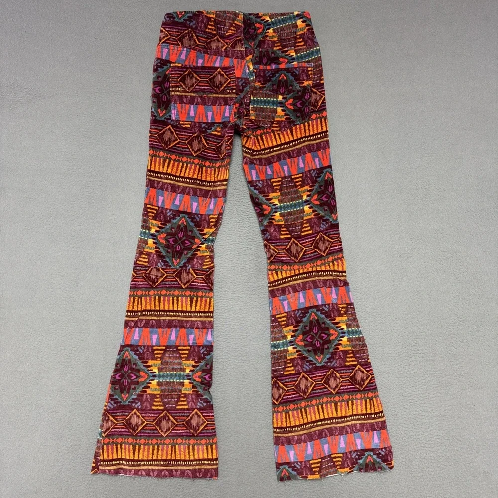 Free People Printed Pull On Corduroy Flare Pants 24 (26x29) Festival Boho Bell